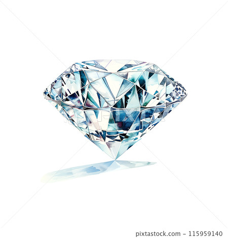 Watercolor illustration of a diamond on a white background 115959140