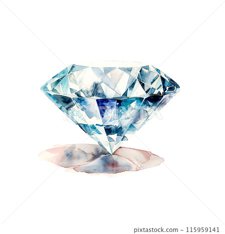 Watercolor illustration of a diamond on a white background 115959141