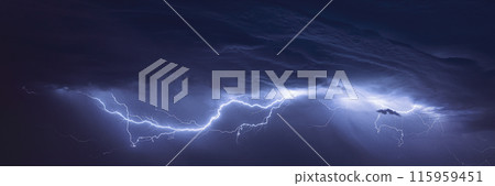 Bright Lightning On Night Sky During Hunderstorm Bright Lightning On Night Sky During Hunderstorm 115959451