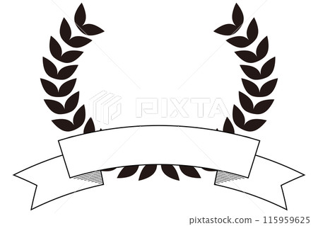 Laurel wreath and ribbon icon illustration 115959625