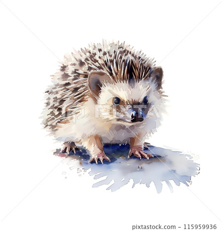 白色背景上刺蝟的水彩插圖 白色背景上刺蝟的水彩插圖 115959936