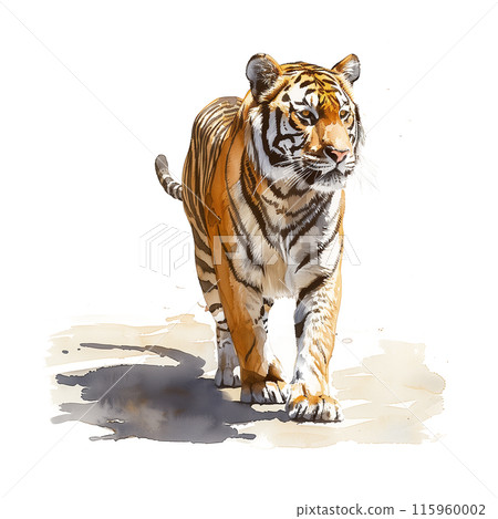 白色背景上老虎的水彩插圖 白色背景上老虎的水彩插圖 115960002