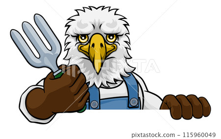 Eagle Gardener Gardening Animal Mascot Eagle Gardener Gardening Animal Mascot 115960049