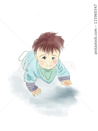 Illustration of a baby crawling Illustration of a baby crawling 115960347