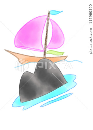 Tilted island and yacht Tilted island and yacht 115960390