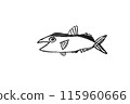 The fish is laughing. A picture of a bonito or tuna drawn by a kind child. The child's feelings are expressed in the picture. 115960666