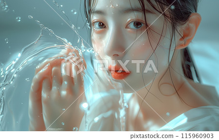 A woman moisturizing with water 115960903