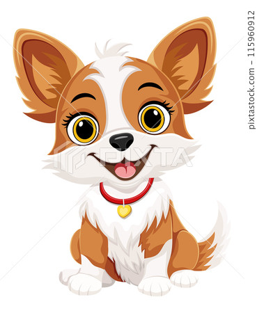small puppy dog flat cartoon vector illustration 115960912