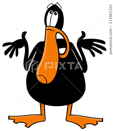 cartoon black duck animal character speaking or complaining cartoon black duck animal character speaking or complaining 115961101