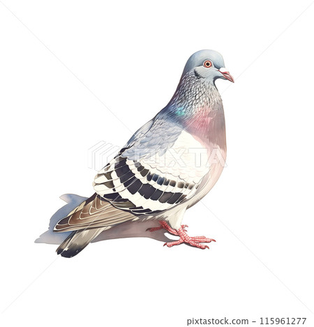 白色背景上一隻鴿子的水彩插圖 白色背景上一隻鴿子的水彩插圖 115961277