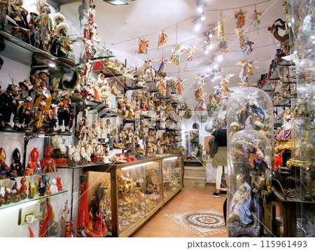 Souvenir shop on Via San Gregorio Armeno, Christmas street in Naples, Italy Souvenir shop on Via San Gregorio Armeno, Christmas street in Naples, Italy 115961493