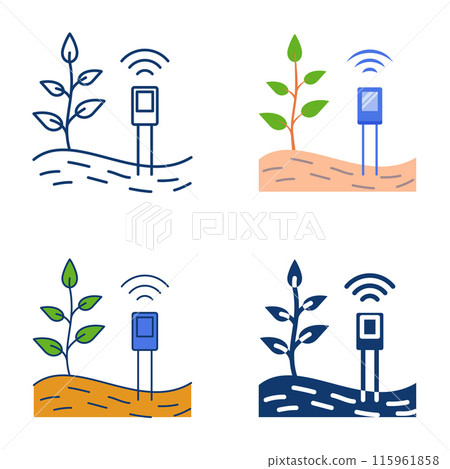 Soil scanning sensors icon set 115961858