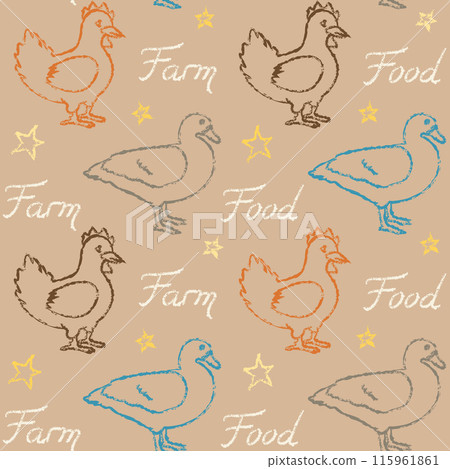 Seamless pattern with farm birds 115961861