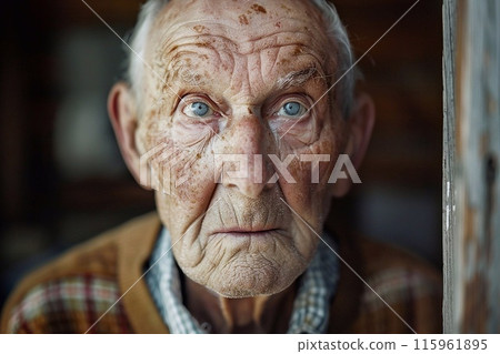 Portrait of an elderly man with a sad look. 115961895