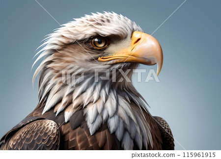 portrait of an eagle, isolated on a blue background 115961915