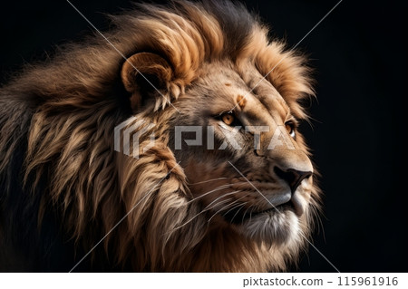 portrait of a formidable tiger, isolated on a black background 115961916