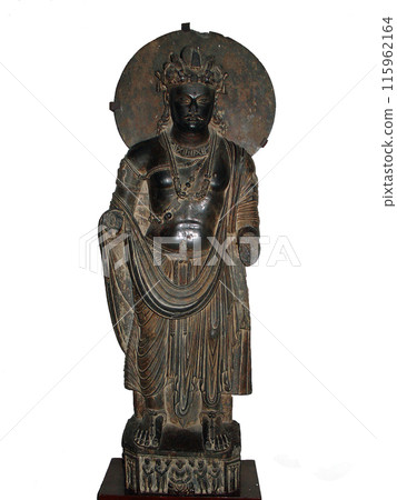 A key point in Gandhara: A statue of the Gandharan Bodhisattva Kannon on display at the Peshawar Museum in Pakistan 115962164
