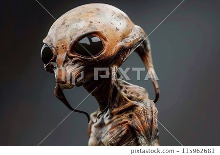 Alien on a dark background with a shadow 115962681