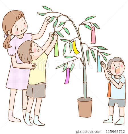 孩子們製作七夕裝飾品 115962712