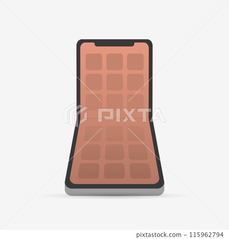Foldable phone vector icon. Modern smartphone design, flexible screen, innovative mobile technology and portable device. Flip mobile phone modern flat icon illustration isolated on white background 115962794