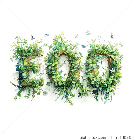 白色背景上生態圖像的水彩插圖 115963058