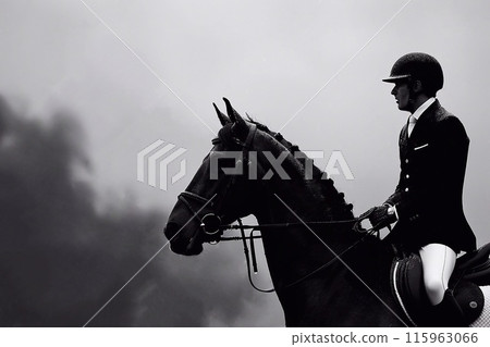 Equestrian sports. The rider on the horse. Equestrian sports. The rider on the horse. 115963066