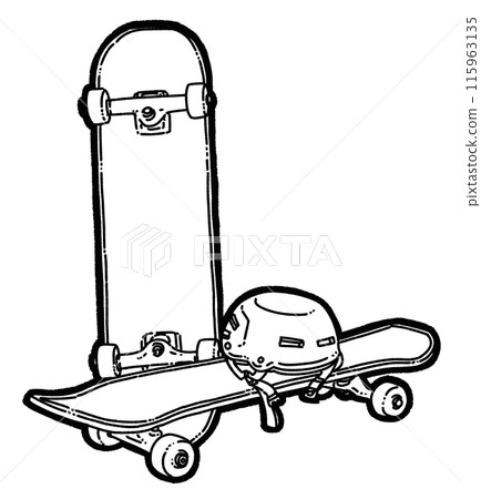 滑板和頭盔插畫 滑板和頭盔插畫 115963135