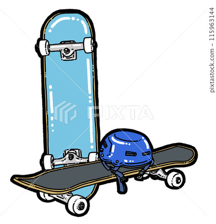 滑板和頭盔插畫 115963144