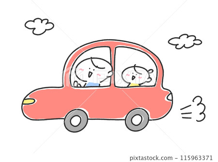 親子開車外出接送接送休閒父親女兒 115963371