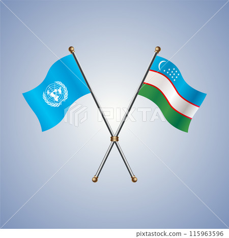 United Nations and Uzbekistan flags relations 115963596