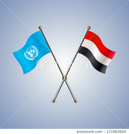 United Nations and Yemen flags relations 115963604