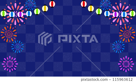 煙火燈籠夏日祭日式框架背景16:9 煙火燈籠夏日祭日式框架背景16:9 115963612