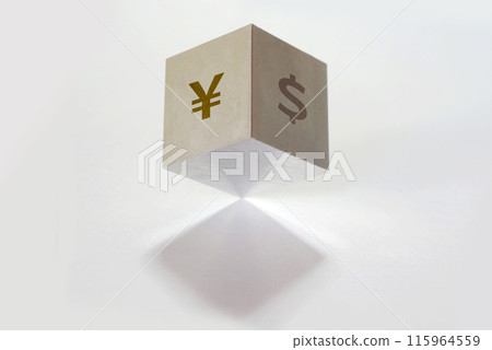 Yen and dollar cubes Yen and dollar cubes 115964559