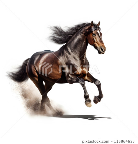horse white background, horse isolated, Chestnut horse 115964653