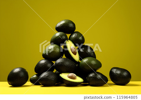green avocado, Fresh Avocados, useful fruit, banner top view, 115964805
