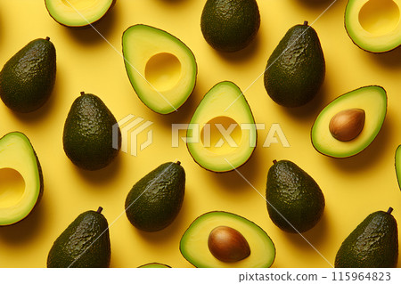 green avocado, Fresh Avocados, useful fruit, banner top view, 115964823