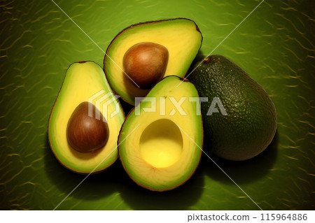 green avocado, Fresh Avocados, useful fruit, banner top view, 115964886