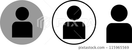 Person pictogram silhouette icon upper body avatar circle set 115965569