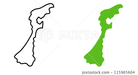 簡單的日本石川縣地圖圖標說明 115965604