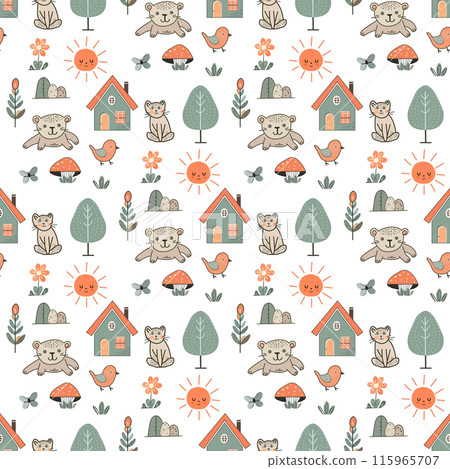 Vector Children's Seamless Pattern Kid Baby Print 115965707