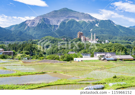 <Saitama Prefecture> Terasaka rice terraces during rice planting season and Chichibu in early summer <Saitama Prefecture> Terasaka rice terraces during rice planting season and Chichibu in early summer 115966152