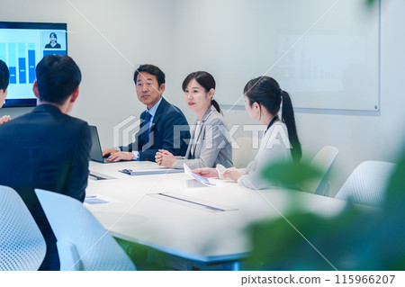 Business people having a remote meeting in the office 115966207