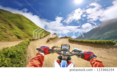 享受越野摩托車的騎士的CG插畫圖像素材 享受越野摩托車的騎士的CG插畫圖像素材 115966294
