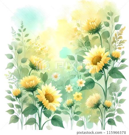水彩畫向日葵的插圖 115966378