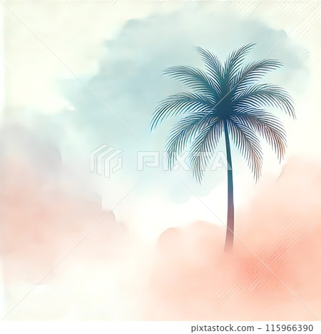 漂浮在夜空中的棕櫚樹的剪影 115966390