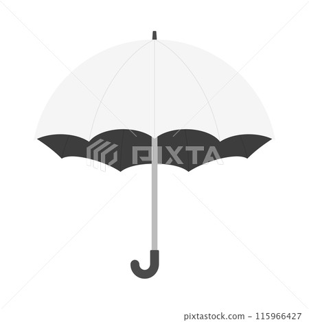 Umbrella/parasol icon with white outside and black inside - Image material for use in both sunny and rainy weather, UV protection, and heat stroke prevention Umbrella/parasol icon with white outside and black inside - Image material for use in both sunny and rainy weather, UV protection, and heat stroke prevention 115966427