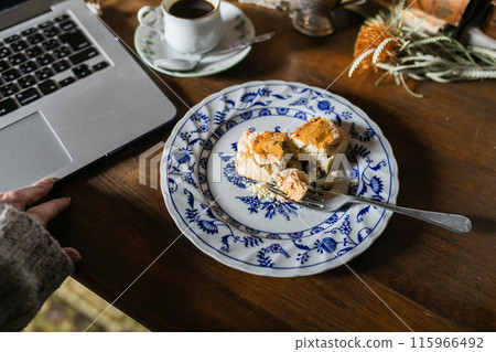 Delicious looking sweets and a computer Delicious looking sweets and a computer 115966492