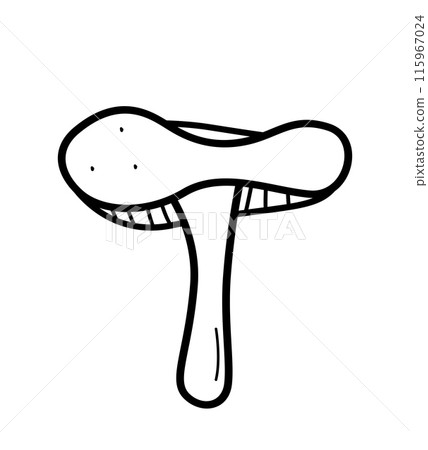 Doodle style mushroom icon vector. Illustration of russula the contour is isolated on white 115967024