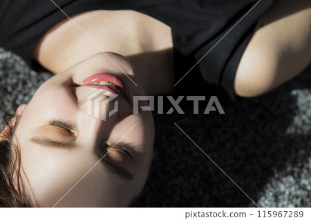 black sleeveless woman 115967289