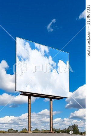 Billboard with blank mock up on a road in a modern city, generated AI 115967335